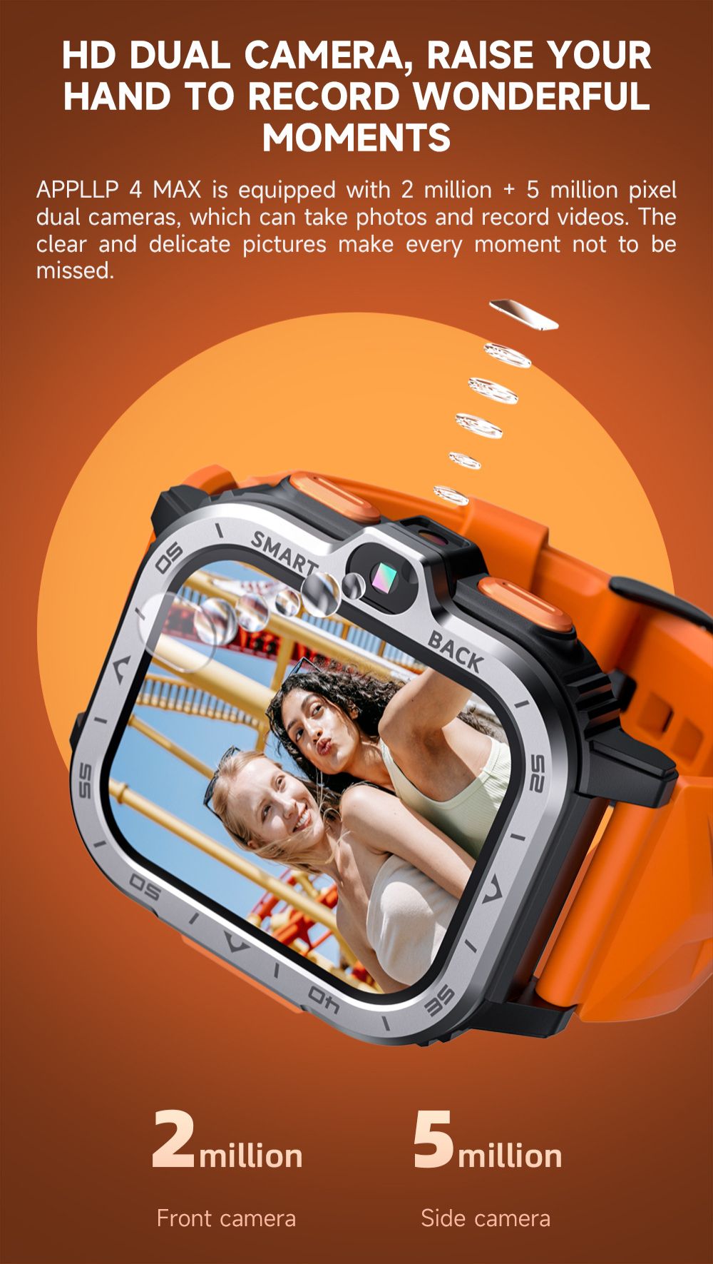Smartwatches with SIM card And wifi LOKMAT phone smart watch APPLLP 4 MAX Smartwatch video call SOS NFC GPS 2.02'' TFT Touch Screen 800mAh 2G+16G 500W pixels HD Dual Camera 4G Network Face Recognition