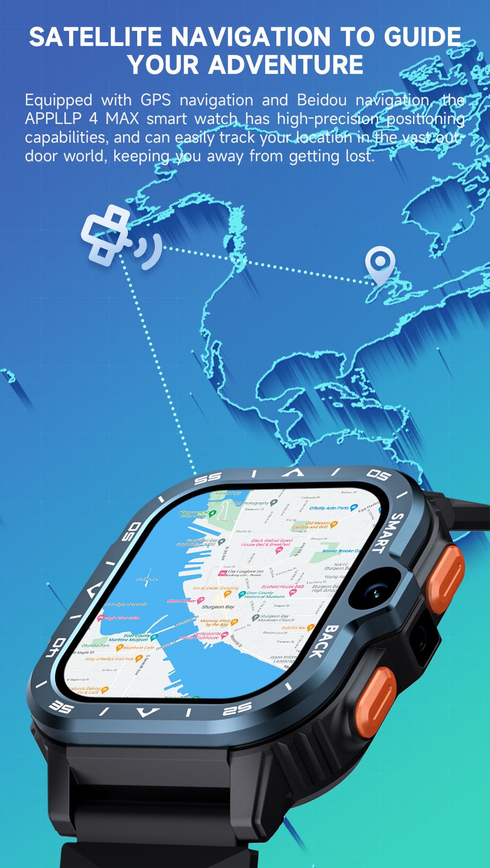 Smartwatches with SIM card And wifi LOKMAT phone smart watch APPLLP 4 MAX Smartwatch video call SOS NFC GPS 2.02'' TFT Touch Screen 800mAh 2G+16G 500W pixels HD Dual Camera 4G Network Face Recognition