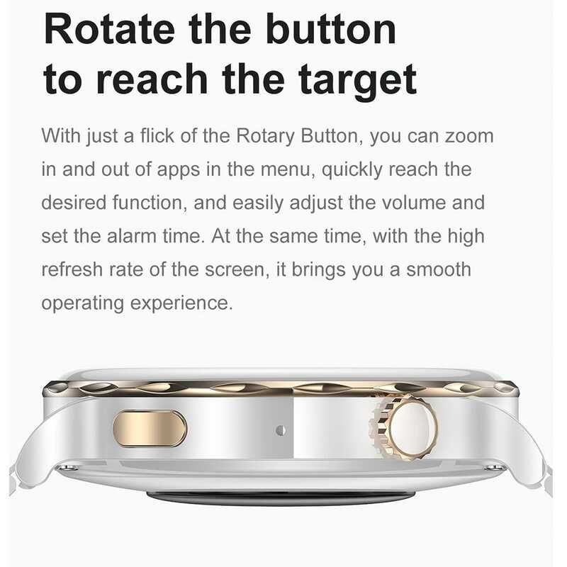 HK43 Women Smart Watch Bluetooth Call Smartwatch Offline Payment NFC Heart Rate Blood Pressure Monitor Exercise Pedometer Huawei Smart Watch 3 Silver Waterproof Smart watch For Women White Sport watch