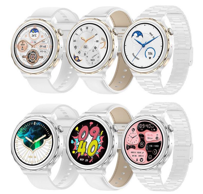 HK43 Women Smart Watch Bluetooth Call Smartwatch Offline Payment NFC Heart Rate Blood Pressure Monitor Exercise Pedometer Huawei Smart Watch 3 Silver Waterproof Smart watch For Women White Sport watch