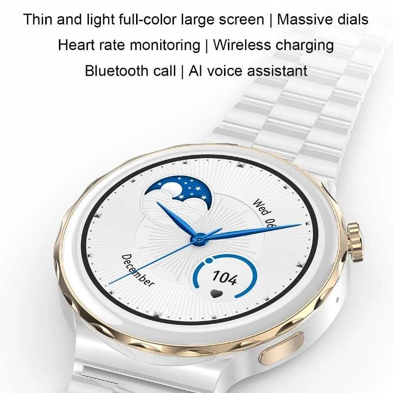 HK43 Women Smart Watch Bluetooth Call Smartwatch Offline Payment NFC Heart Rate Blood Pressure Monitor Exercise Pedometer Huawei Smart Watch 3 Silver Waterproof Smart watch For Women White Sport watch