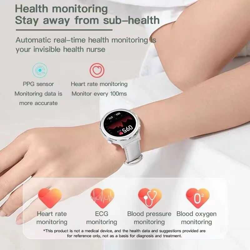 HK43 Women Smart Watch Bluetooth Call Smartwatch Offline Payment NFC Heart Rate Blood Pressure Monitor Exercise Pedometer Huawei Smart Watch 3 Silver Waterproof Smart watch For Women White Sport watch