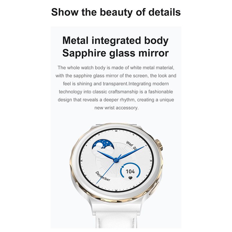 HK43 Women Smart Watch Bluetooth Call Smartwatch Offline Payment NFC Heart Rate Blood Pressure Monitor Exercise Pedometer Huawei Smart Watch 3 Silver Waterproof Smart watch For Women White Sport watch