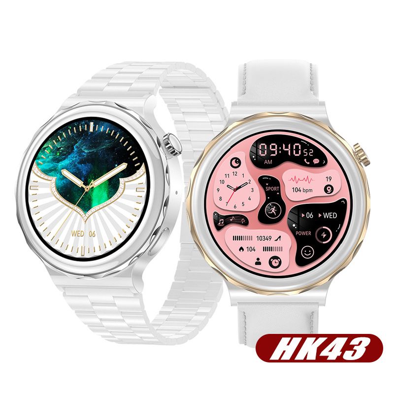 HK43 Women Smart Watch Bluetooth Call Smartwatch Offline Payment NFC Heart Rate Blood Pressure Monitor Exercise Pedometer Huawei Smart Watch 3 Silver Waterproof Smart watch For Women White Sport watch