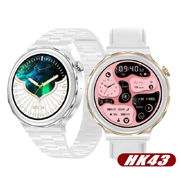 HK43 Women Smart Watch Bluetooth Call Smartwatch Offline Payment NFC Heart Rate Blood Pressure Monitor Exercise Pedometer Huawei Smart Watch 3 Silver Waterproof Smart watch For Women White Sport watch