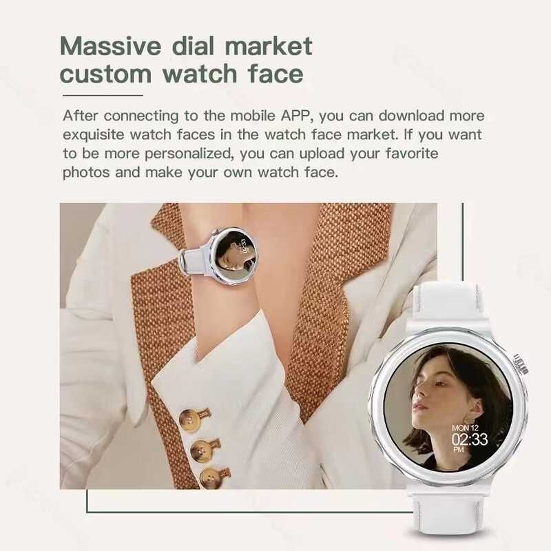 HK43 Women Smart Watch Bluetooth Call Smartwatch Offline Payment NFC Heart Rate Blood Pressure Monitor Exercise Pedometer Huawei Smart Watch 3 Silver Waterproof Smart watch For Women White Sport watch