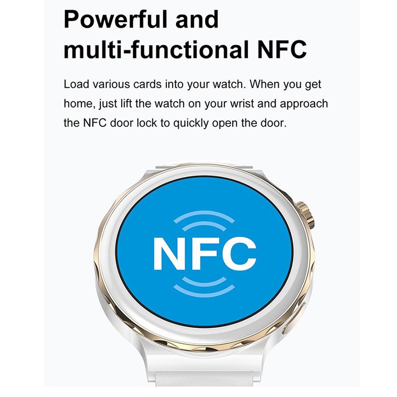 HK43 Women Smart Watch Bluetooth Call Smartwatch Offline Payment NFC Heart Rate Blood Pressure Monitor Exercise Pedometer Huawei Smart Watch 3 Silver Waterproof Smart watch For Women White Sport watch