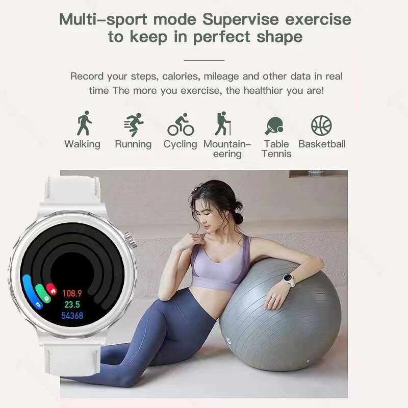 HK43 Women Smart Watch Bluetooth Call Smartwatch Offline Payment NFC Heart Rate Blood Pressure Monitor Exercise Pedometer Huawei Smart Watch 3 Silver Waterproof Smart watch For Women White Sport watch