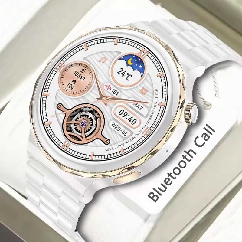 HK43 Women Smart Watch Bluetooth Call Smartwatch Offline Payment NFC Heart Rate Blood Pressure Monitor Exercise Pedometer Huawei Smart Watch 3 Silver Waterproof Smart watch For Women White Sport watch