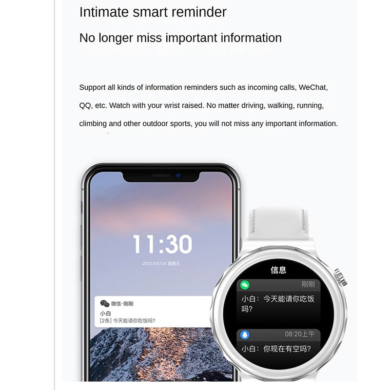 HK43 Women Smart Watch Bluetooth Call Smartwatch Offline Payment NFC Heart Rate Blood Pressure Monitor Exercise Pedometer Huawei Smart Watch 3 Silver Waterproof Smart watch For Women White Sport watch