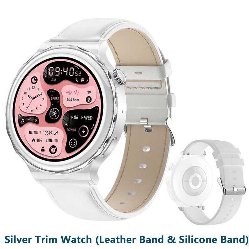 HK43 Women Smart Watch Bluetooth Call Smartwatch Offline Payment NFC Heart Rate Blood Pressure Monitor Exercise Pedometer Huawei Smart Watch 3 Silver Waterproof Smart watch For Women White Sport watch