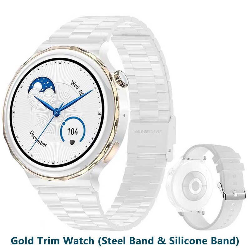 HK43 Women Smart Watch Bluetooth Call Smartwatch Offline Payment NFC Heart Rate Blood Pressure Monitor Exercise Pedometer Huawei Smart Watch 3 Silver Waterproof Smart watch For Women White Sport watch