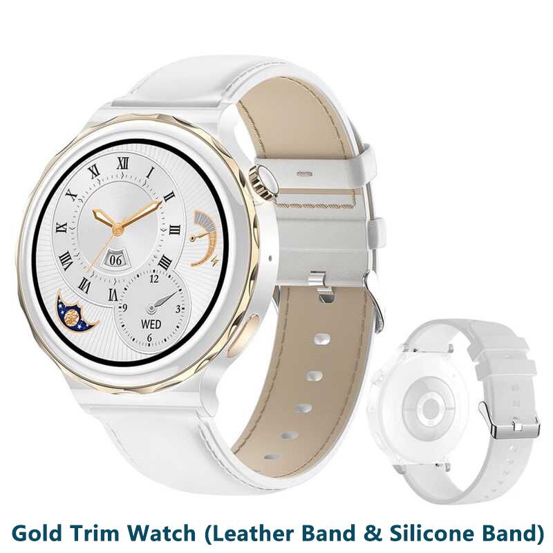 HK43 Women Smart Watch Bluetooth Call Smartwatch Offline Payment NFC Heart Rate Blood Pressure Monitor Exercise Pedometer Huawei Smart Watch 3 Silver Waterproof Smart watch For Women White Sport watch