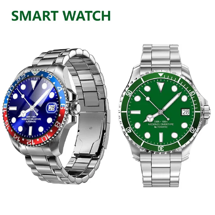 Fashion R1 Men Smart Watch Bluetooth Call Stainless Steel Amoled Touch Screen Smartwatch Waterproof Sports Smart Bracelet Heart Rate Blood Pressure Monitor Fitness Tracker Smartwatch green water ghost