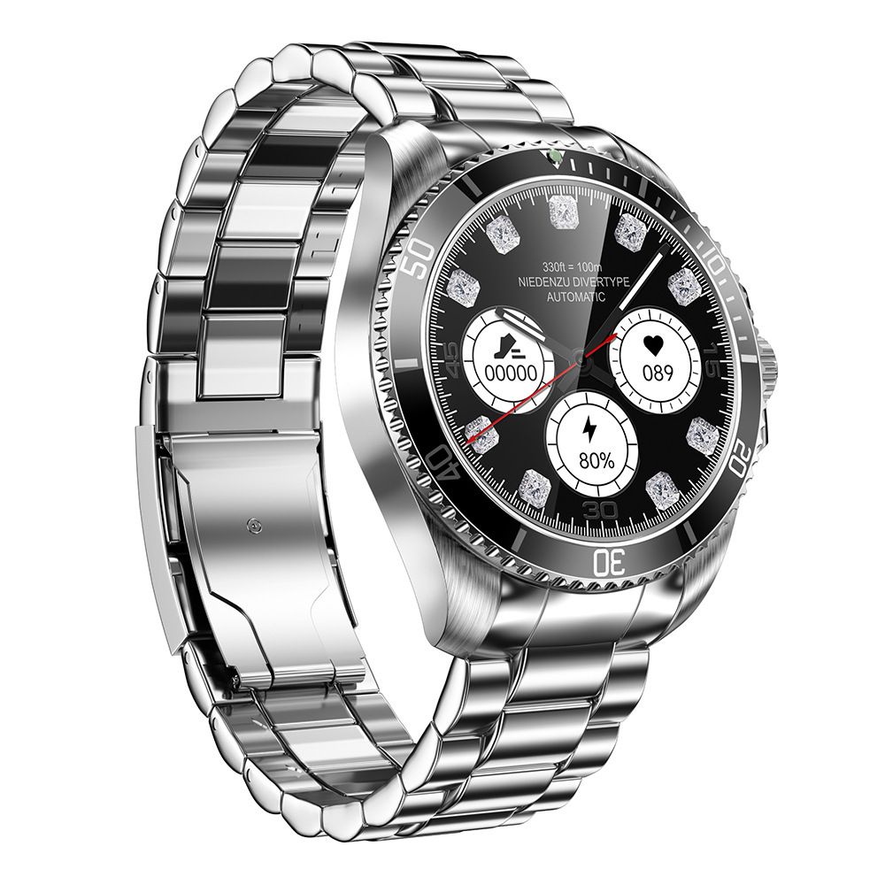 R1 Bluetooth Smart Watch Amoled Touch Screen Stainless Steel Waterproof Bluetooth Sport Bracelet R1 Heart Rate Blood Pressure Monitoring Fitness Tracker Watch Sports Smartwatch Men Smart watch For Men