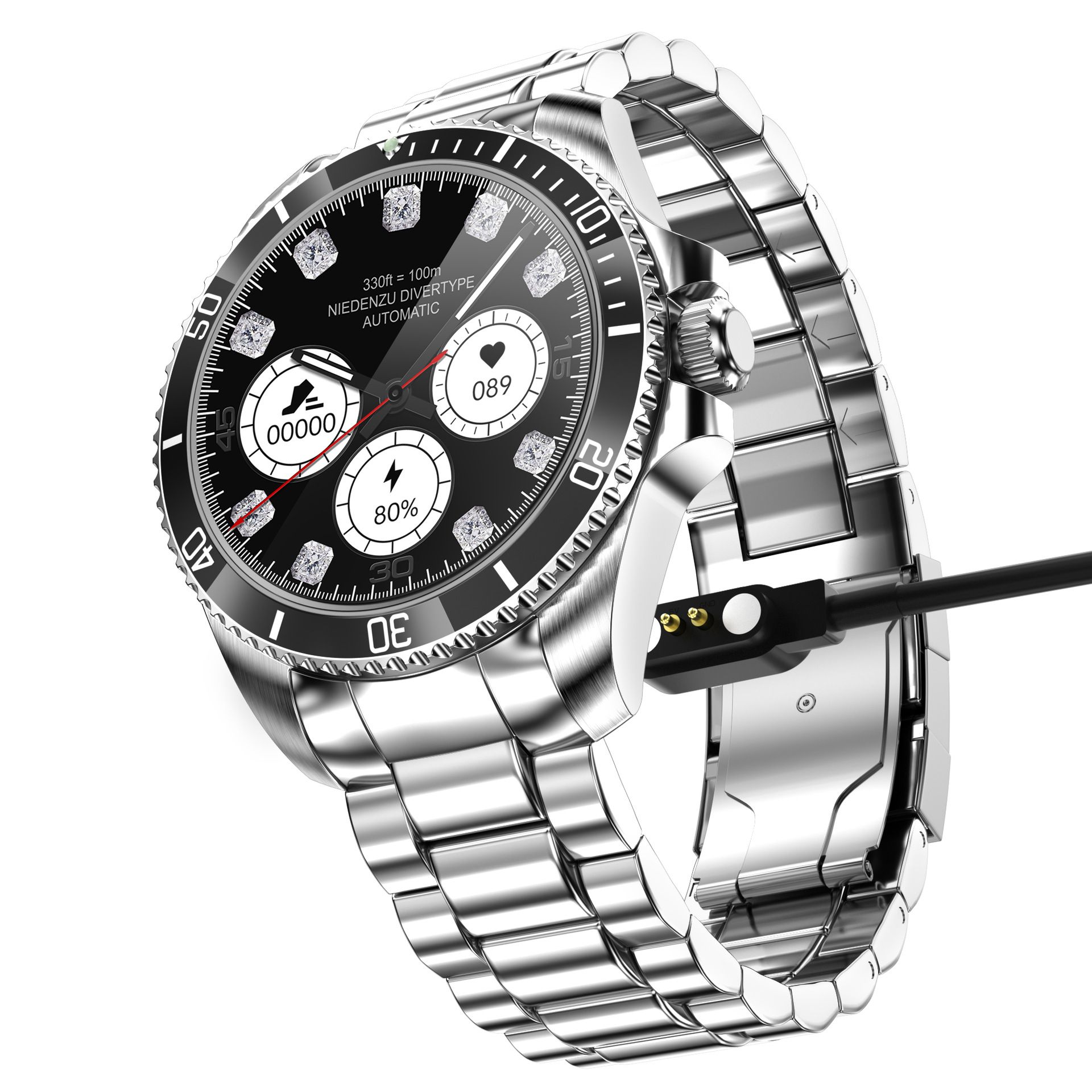 R1 Bluetooth Smart Watch Amoled Touch Screen Stainless Steel Waterproof Bluetooth Sport Bracelet R1 Heart Rate Blood Pressure Monitoring Fitness Tracker Watch Sports Smartwatch Men Smart watch For Men