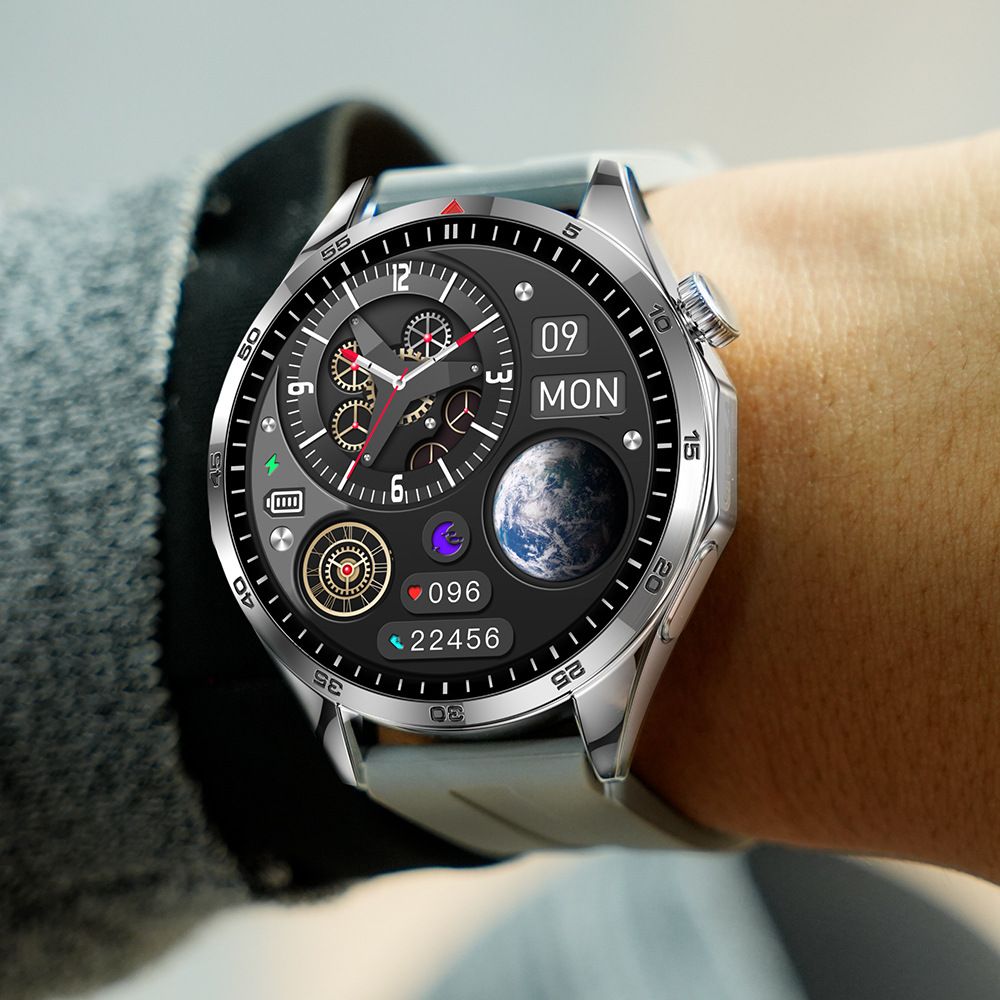 Men Fitness Sports Smart watch man Smartwatches Bluetooth Call Smart Watch 1.5'' Touch Control Heart Rate Sleep Monitor GT4 LT09 Message Reminder Waterproof Silver Smart watch For Man Round HD Screen