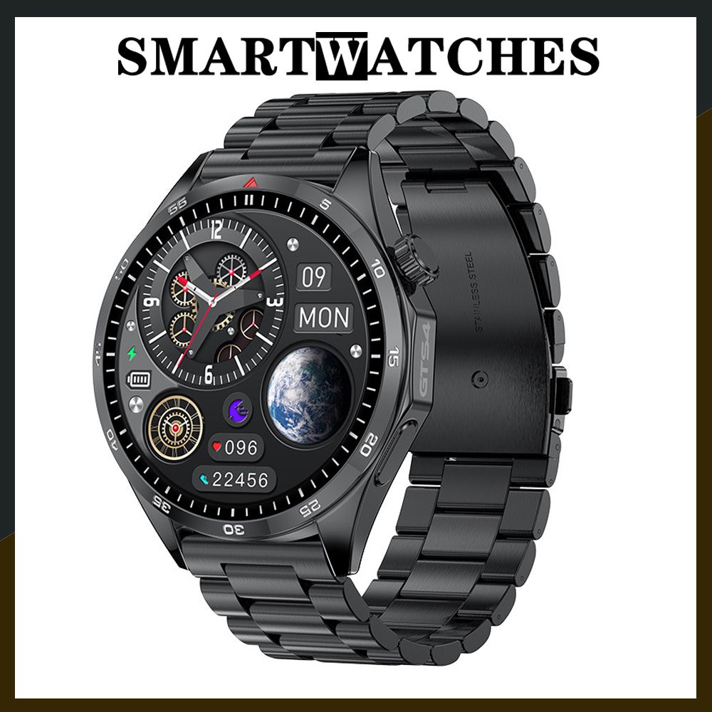 Men Fitness Sports Smart watch man Smartwatches Bluetooth Call Smart Watch 1.5'' Touch Control Heart Rate Sleep Monitor GT4 LT09 Message Reminder Waterproof Silver Smart watch For Man Round HD Screen