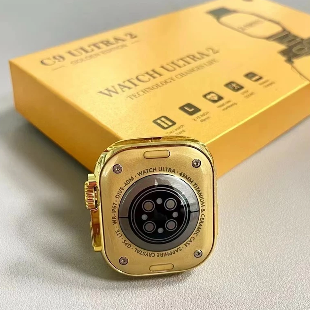 C9 Ultra 2 Gold Smart Watch NFC Wireless Bluetooth Call Series S9 IP67 Waterproof Sports Smartwatches Touch Control Finger sensor Stainless Steel Strap Men Women Gold Watch Couple Watch Wrist Wathes