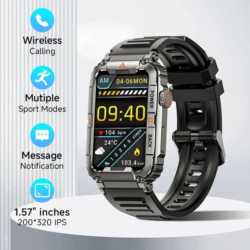 New KR88 smart watch Bluetooth call heart rate blood pressure blood oxygen monitoring outdoor sports waterproof cold-proof anti-fall watch Men's Watches Women's Watch Sports Fitness smart bracelet