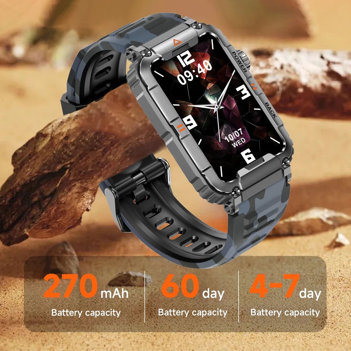 New KR88 smart watch Bluetooth call heart rate blood pressure blood oxygen monitoring outdoor sports waterproof cold-proof anti-fall watch Men's Watches Women's Watch Sports Fitness smart bracelet