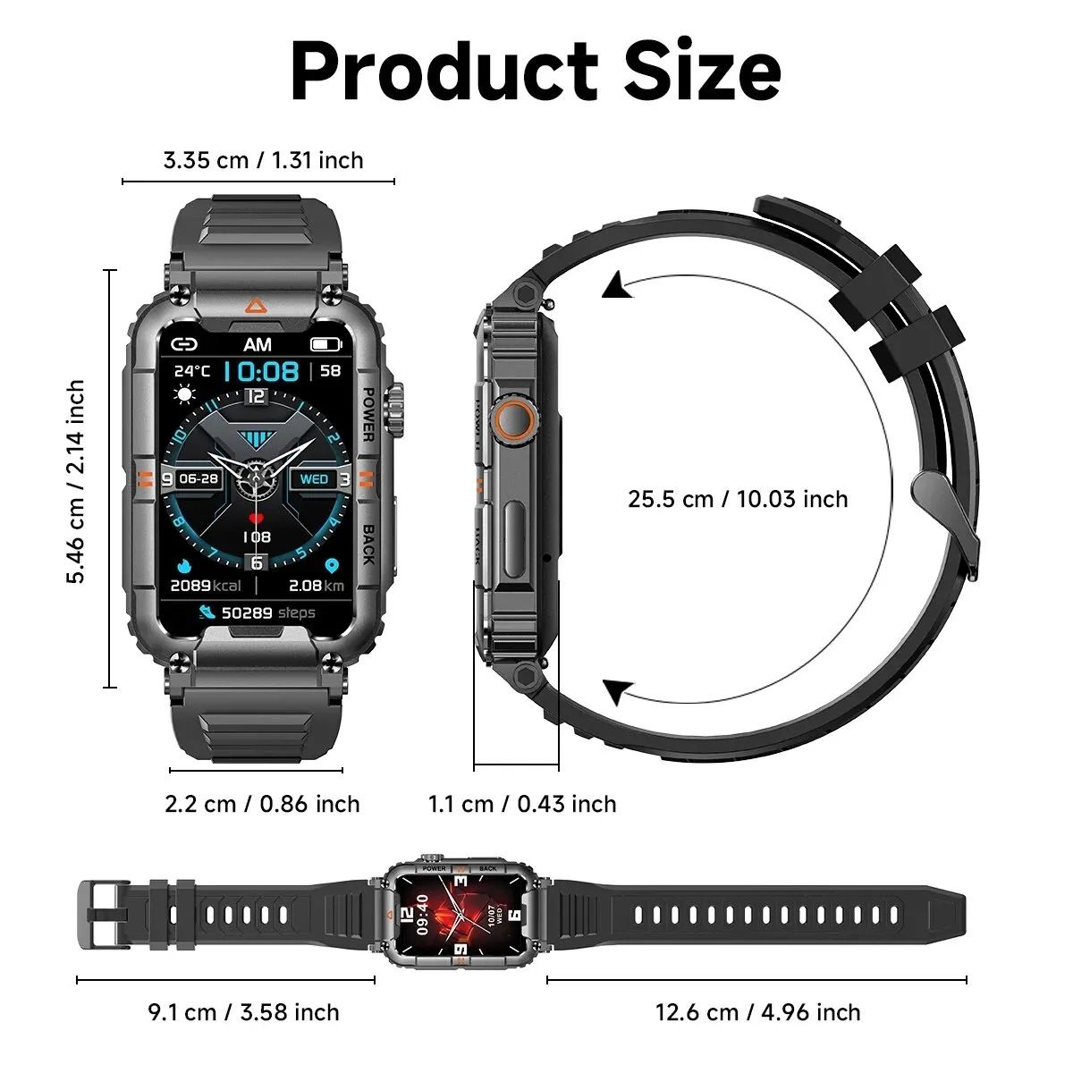 New KR88 smart watch Bluetooth call heart rate blood pressure blood oxygen monitoring outdoor sports waterproof cold-proof anti-fall watch Men's Watches Women's Watch Sports Fitness smart bracelet