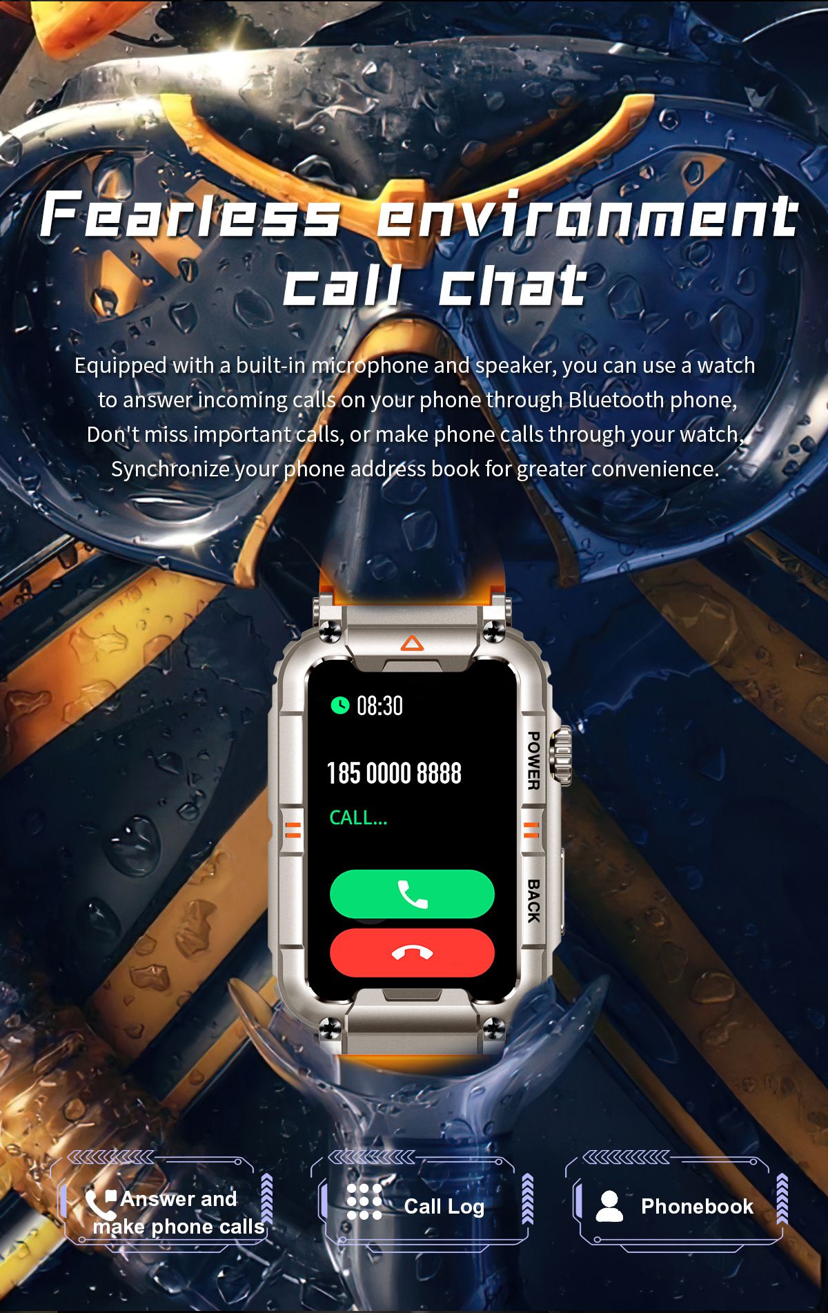 New KR88 smart watch Bluetooth call heart rate blood pressure blood oxygen monitoring outdoor sports waterproof cold-proof anti-fall watch Men's Watches Women's Watch Sports Fitness smart bracelet
