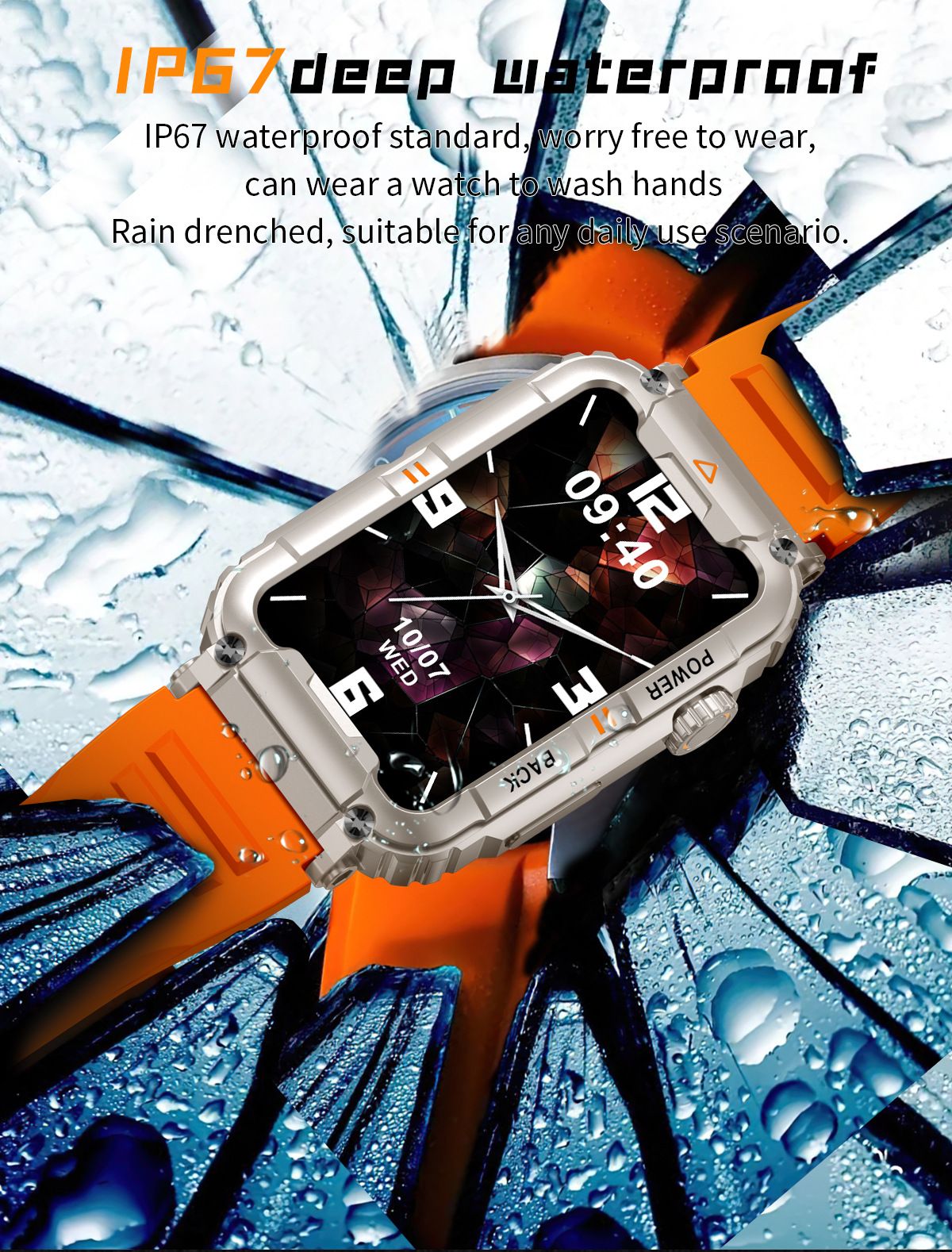 New KR88 smart watch Bluetooth call heart rate blood pressure blood oxygen monitoring outdoor sports waterproof cold-proof anti-fall watch Men's Watches Women's Watch Sports Fitness smart bracelet