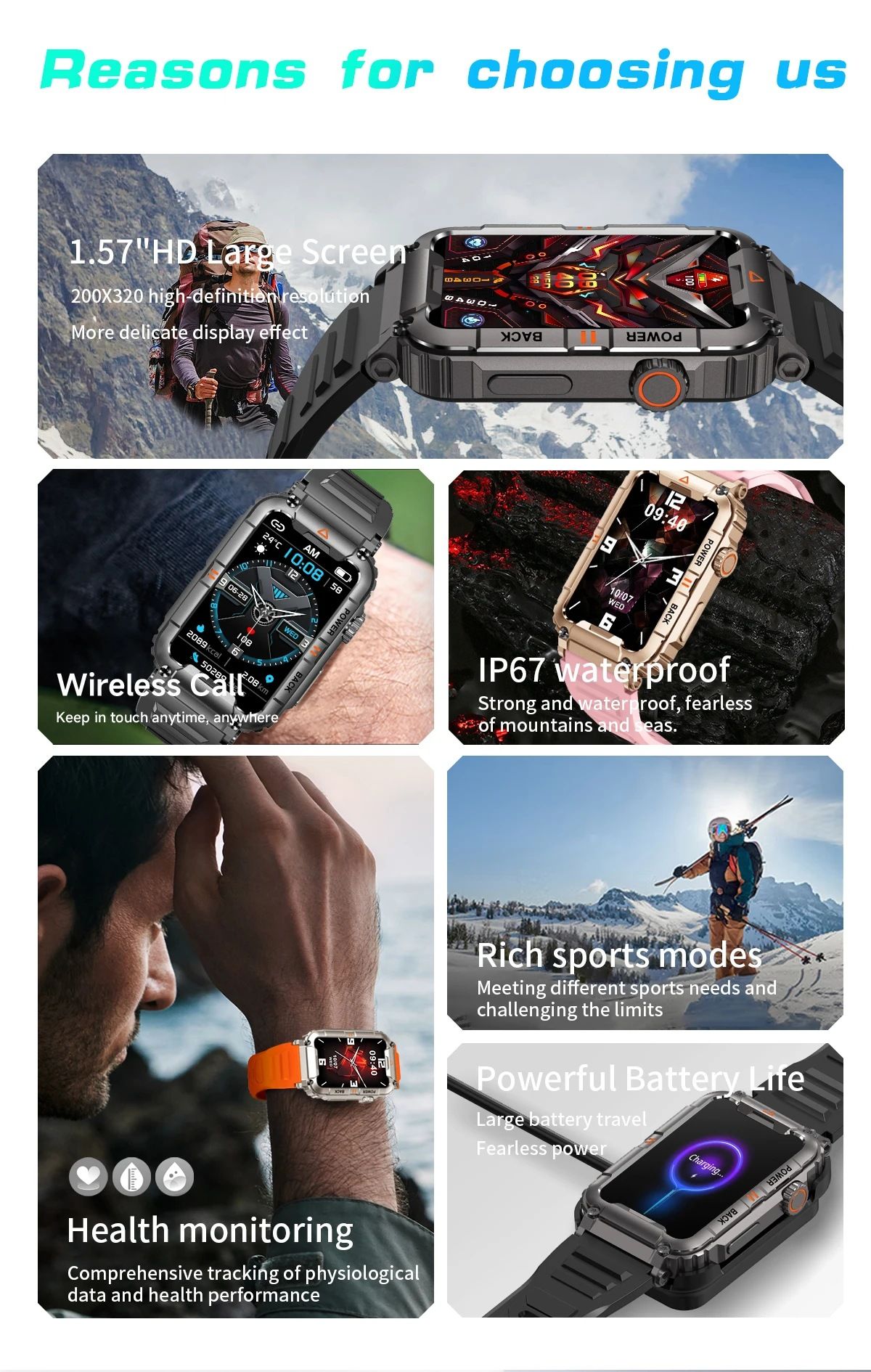 New KR88 smart watch Bluetooth call heart rate blood pressure blood oxygen monitoring outdoor sports waterproof cold-proof anti-fall watch Men's Watches Women's Watch Sports Fitness smart bracelet