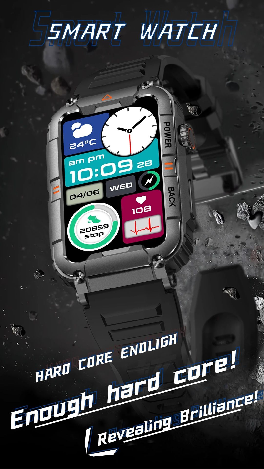 New KR88 smart watch Bluetooth call heart rate blood pressure blood oxygen monitoring outdoor sports waterproof cold-proof anti-fall watch Men's Watches Women's Watch Sports Fitness smart bracelet
