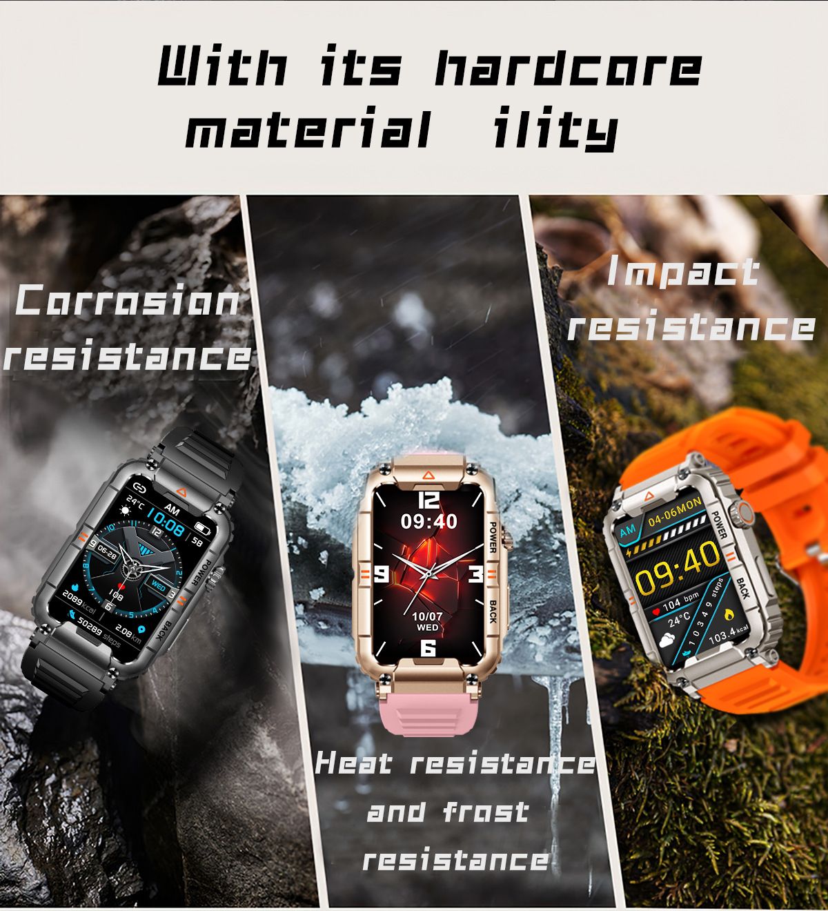 New KR88 smart watch Bluetooth call heart rate blood pressure blood oxygen monitoring outdoor sports waterproof cold-proof anti-fall watch Men's Watches Women's Watch Sports Fitness smart bracelet