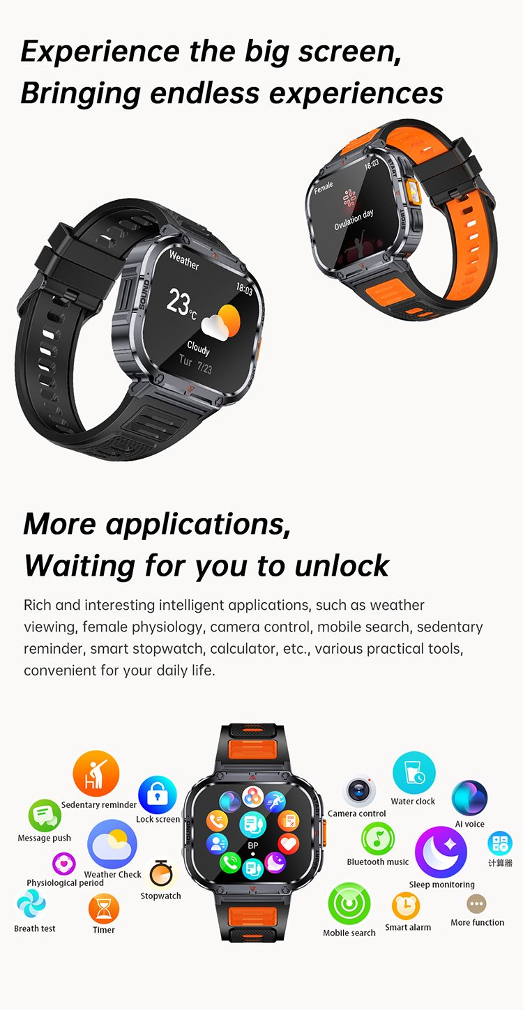 Men sport smart watch 2.0'' HD 400mAh long battery life Touch Control Bluetooth Smart watch Outdoor Waterproof Fitness Men Smartwatches With flashlight heart rate Monitor NX23 Smart watch For Men