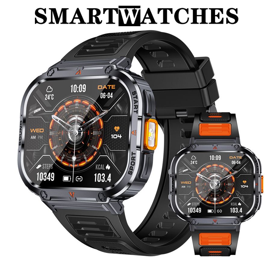 Men sport smart watch 2.0'' HD 400mAh long battery life Touch Control Bluetooth Smart watch Outdoor Waterproof Fitness Men Smartwatches With flashlight heart rate Monitor NX23 Smart watch For Men