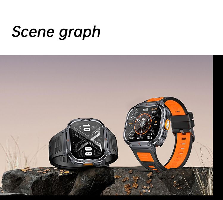 Men sport smart watch 2.0'' HD 400mAh long battery life Touch Control Bluetooth Smart watch Outdoor Waterproof Fitness Men Smartwatches With flashlight heart rate Monitor NX23 Smart watch For Men