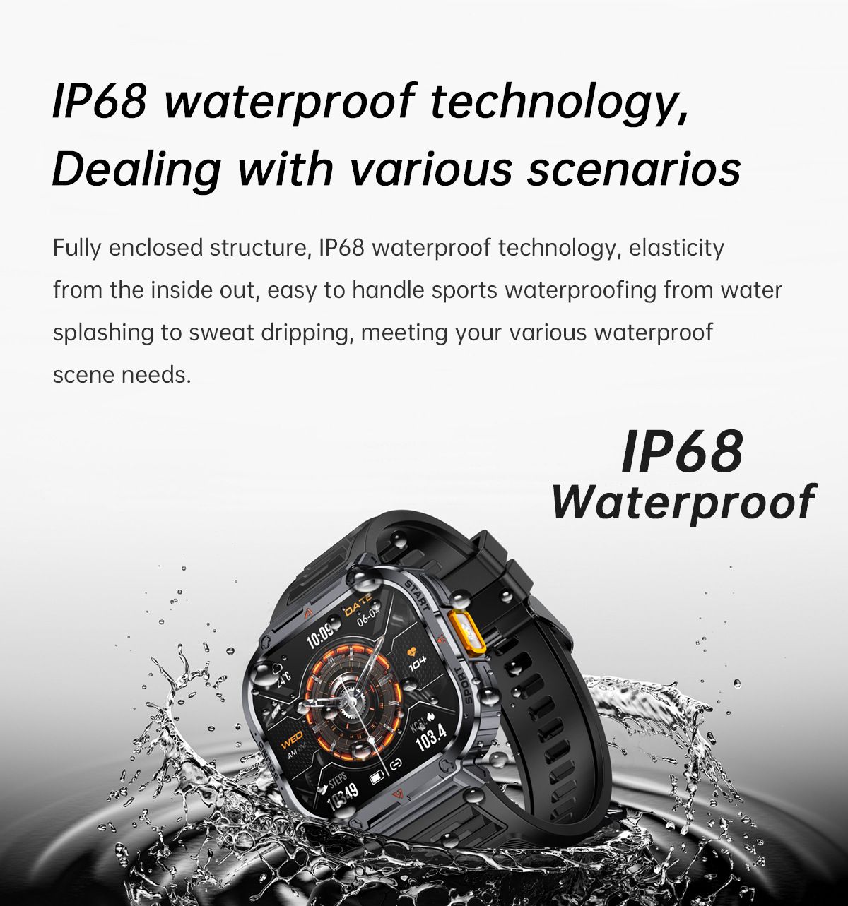 Men sport smart watch 2.0'' HD 400mAh long battery life Touch Control Bluetooth Smart watch Outdoor Waterproof Fitness Men Smartwatches With flashlight heart rate Monitor NX23 Smart watch For Men