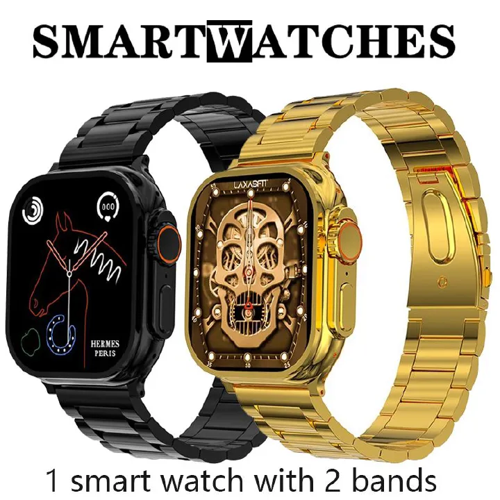 S9 Ultra Max Bluetooth Smart watch Full-screen Touch IP67 Waterproof Multifunction Heart Rate Blood Pressure Monitor Sleep Wireless Charge NFC Smartwatches Men's Smart watch with 2 straps Sport Watch