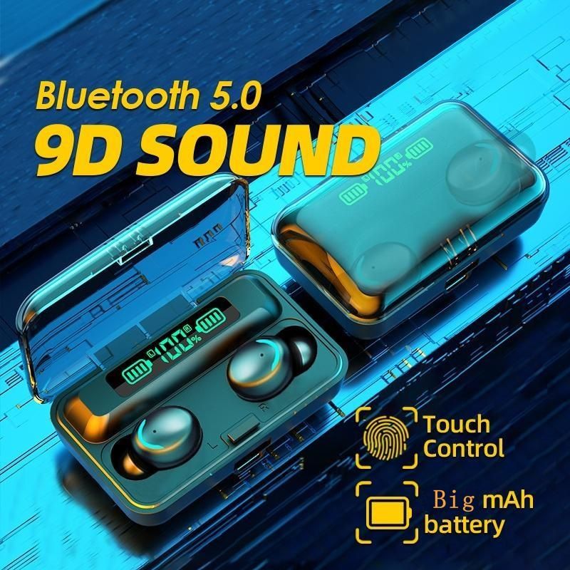 F9-5 Bluetooth headset digital display high power wireless earbuds HIFI binaural touch control mini headset waterproof Earpods in-ear noise reduction Bluetooth Headphone Gaming Earbuds For IOS Andriod