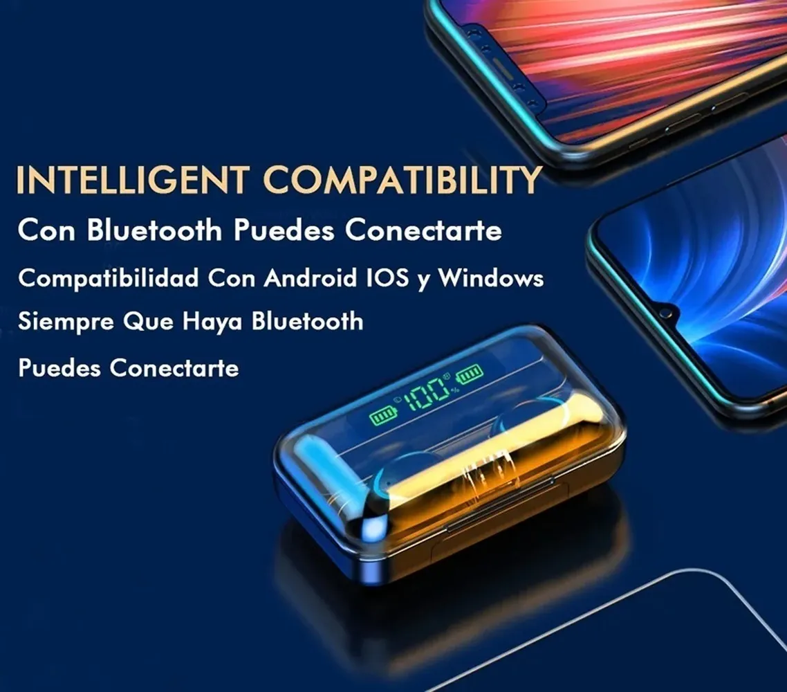 F9-5 Bluetooth headset digital display high power wireless earbuds HIFI binaural touch control mini headset waterproof Earpods in-ear noise reduction Bluetooth Headphone Gaming Earbuds For IOS Andriod