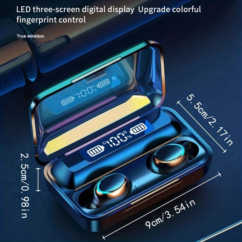 F9-5 Bluetooth headset digital display high power wireless earbuds HIFI binaural touch control mini headset waterproof Earpods in-ear noise reduction Bluetooth Headphone Gaming Earbuds For IOS Andriod