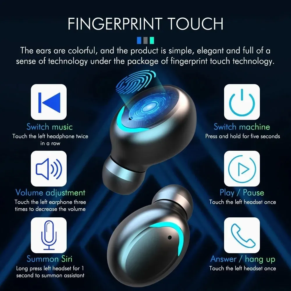 F9-5 Bluetooth headset digital display high power wireless earbuds HIFI binaural touch control mini headset waterproof Earpods in-ear noise reduction Bluetooth Headphone Gaming Earbuds For IOS Andriod
