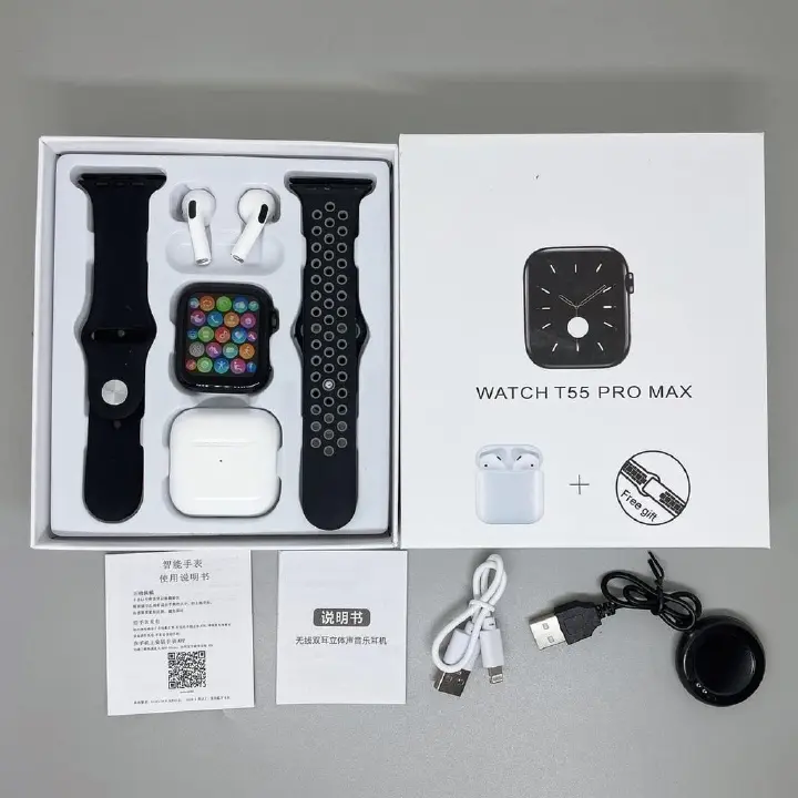 1.77'' Bluetooth Smart watch with earbuds 2 in 1 Men Smartwatch Waterproof Heart Rate Monitor Fitness Sports Smart watches With Bluetooth Earphone 2 Straps Multifunction Smart Watch For Men and Women