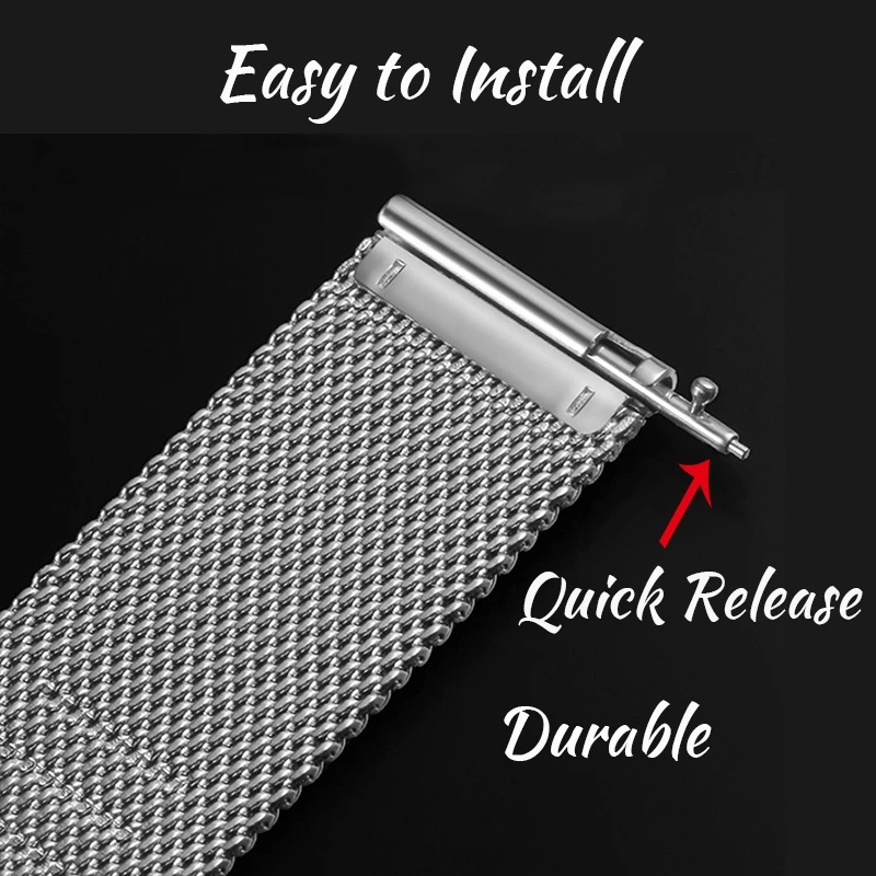 22mm 20mm 18mm Fashion Watch Strap Replacement Stainless steel Strap metal Milanese iwatch double buckle watch belt Apple Watch Band For Samsung Xiaomi Huawei Wrist band Bracelet Watch Band Strap