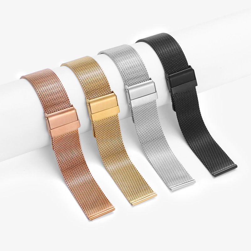 22mm 20mm 18mm Fashion Watch Strap Replacement Stainless steel Strap metal Milanese iwatch double buckle watch belt Apple Watch Band For Samsung Xiaomi Huawei Wrist band Bracelet Watch Band Strap