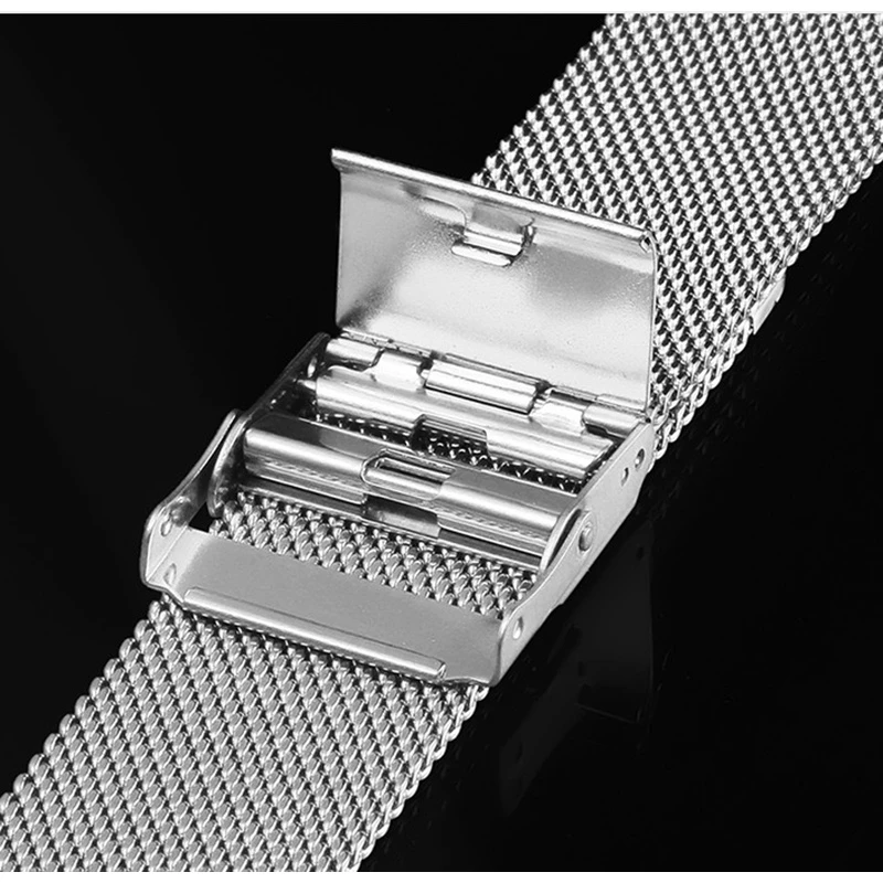22mm 20mm 18mm Fashion Watch Strap Replacement Stainless steel Strap metal Milanese iwatch double buckle watch belt Apple Watch Band For Samsung Xiaomi Huawei Wrist band Bracelet Watch Band Strap
