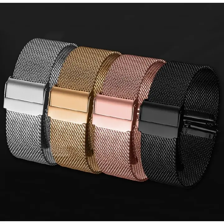 22mm 20mm 18mm Fashion Watch Strap Replacement Stainless steel Strap metal Milanese iwatch double buckle watch belt Apple Watch Band For Samsung Xiaomi Huawei Wrist band Bracelet Watch Band Strap