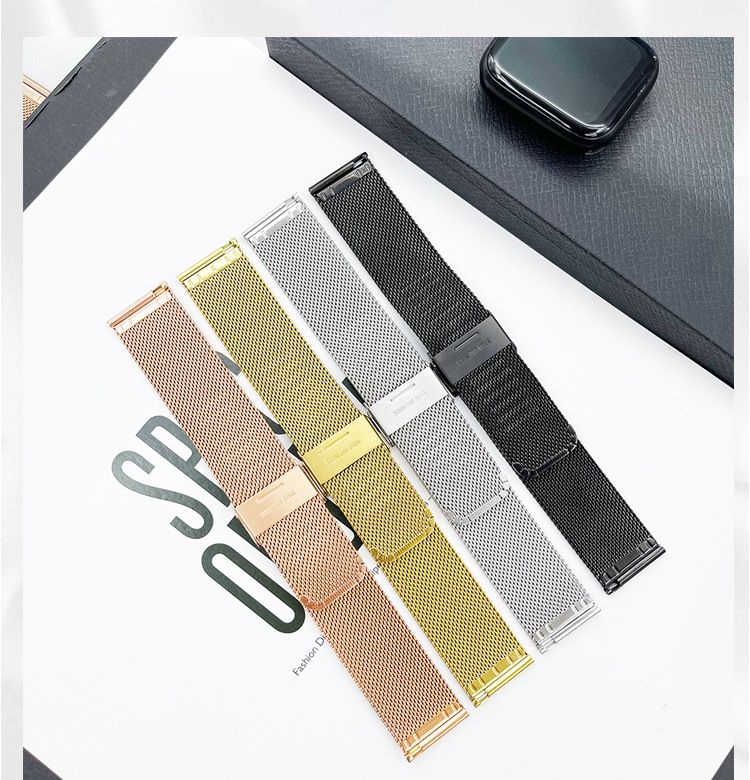 22mm 20mm 18mm Fashion Watch Strap Replacement Stainless steel Strap metal Milanese iwatch double buckle watch belt Apple Watch Band For Samsung Xiaomi Huawei Wrist band Bracelet Watch Band Strap