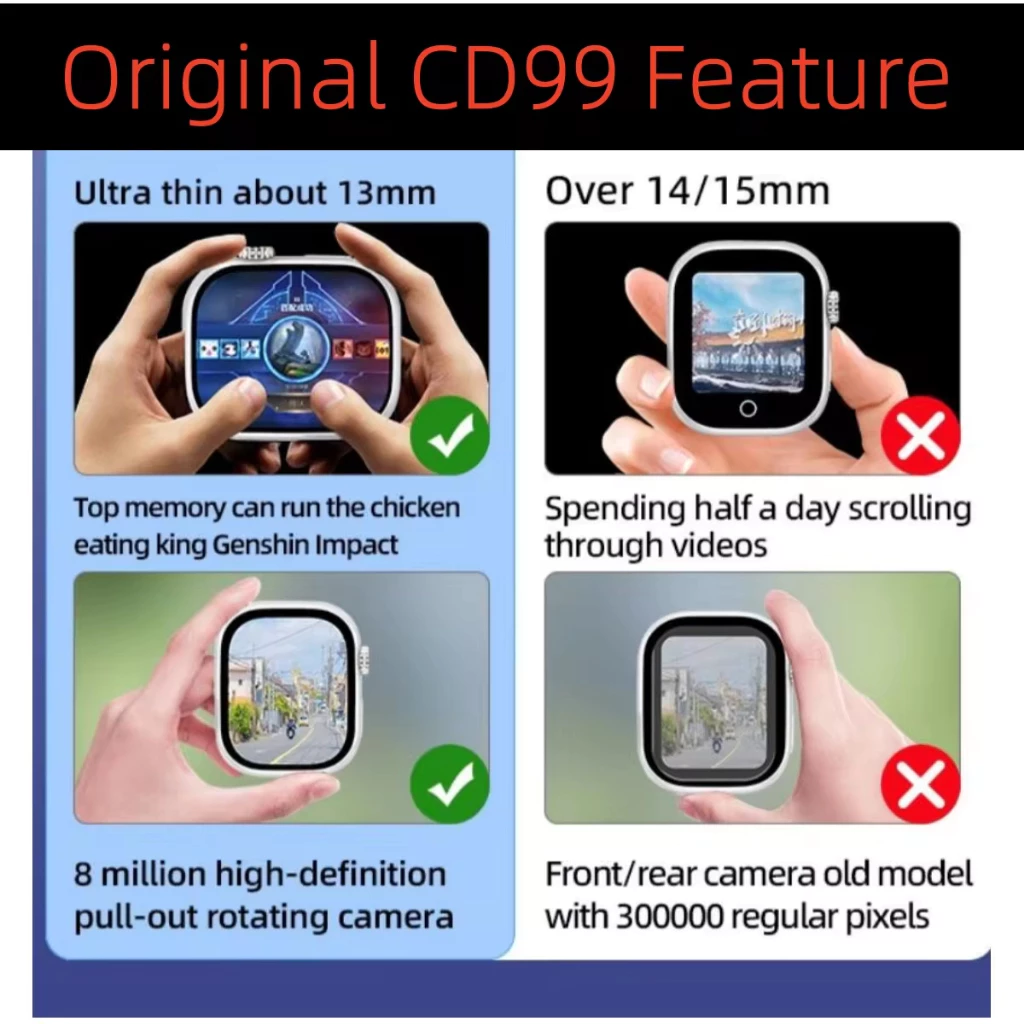 Smartwatches Support SIM Card Camera Waterproof Wristwatch GSM Smart Phone AMOLED Cellular Version CD99 smart watch Bluetooth call with SIM card slot Android IOS Multi-Functions Men Women Smart Watch