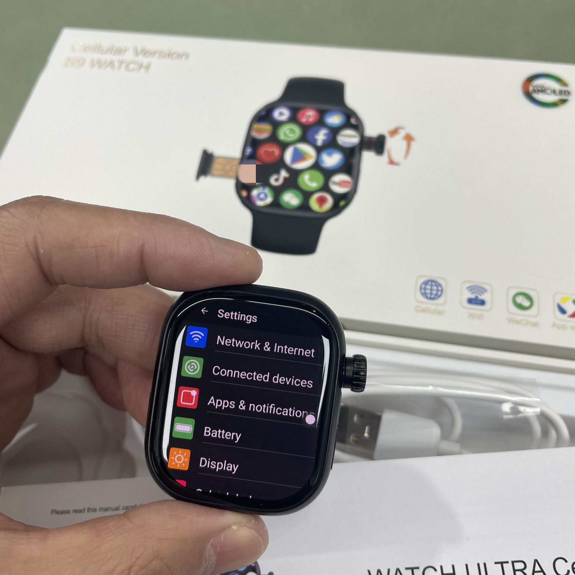 Smartwatches Support SIM Card Camera Waterproof Wristwatch GSM Smart Phone AMOLED Cellular Version CD99 smart watch Bluetooth call with SIM card slot Android IOS Multi-Functions Men Women Smart Watch