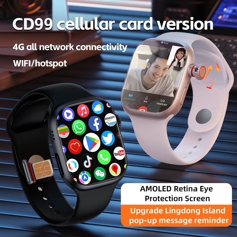Smartwatches Support SIM Card Camera Waterproof Wristwatch GSM Smart Phone AMOLED Cellular Version CD99 smart watch Bluetooth call with SIM card slot Android IOS Multi-Functions Men Women Smart Watch
