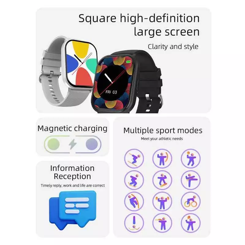 Smart Watch Bluetooth Call Message Reminder Health Monitoring Step calorie tracking Heart Rate Monitoring 2.01'' Full Screen Waterproof Smartwatch Couple Smart watch Men Smartwatch Women Smartwatch